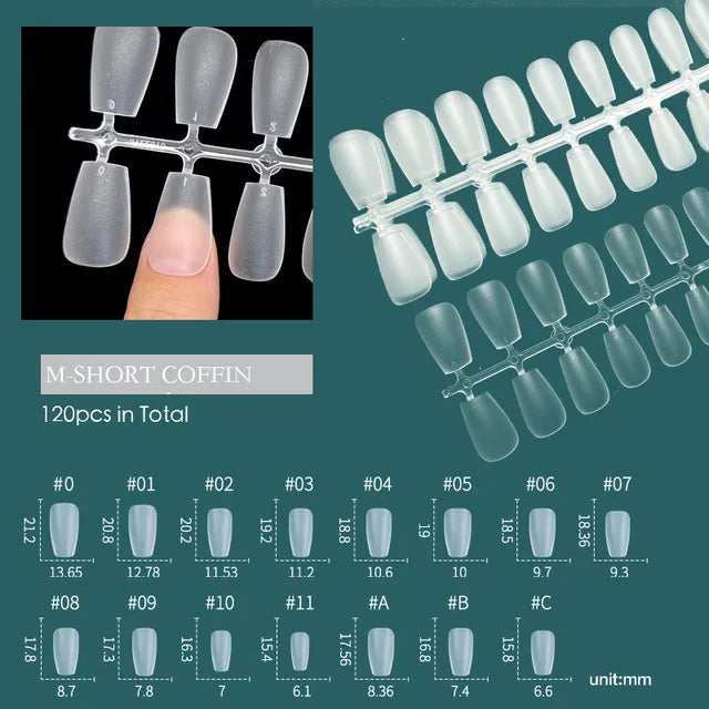 120pcs XXS Super Short Full Cover Sculpted Soft Gel Nail Tips