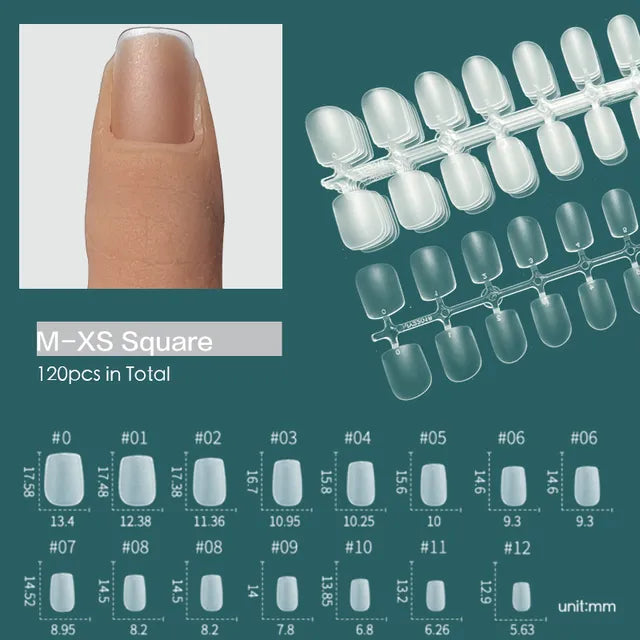 120pcs XXS Super Short Full Cover Sculpted Soft Gel Nail Tips
