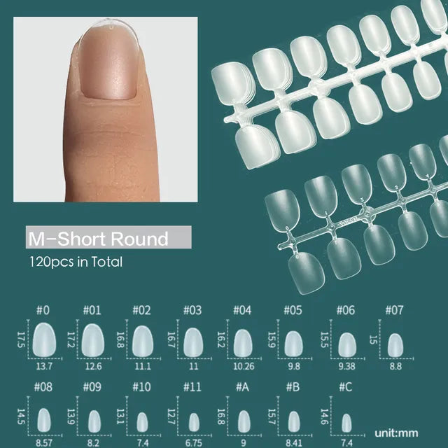 120pcs XXS Super Short Full Cover Sculpted Soft Gel Nail Tips