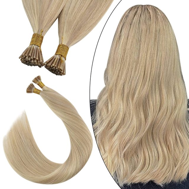 Ugeat I Tip Hair Extensions Pre Bonded Hair Remy Fusion Hair 14 24 Inch 40g/80g Straight Stick Tip Human Hair|I Tip|