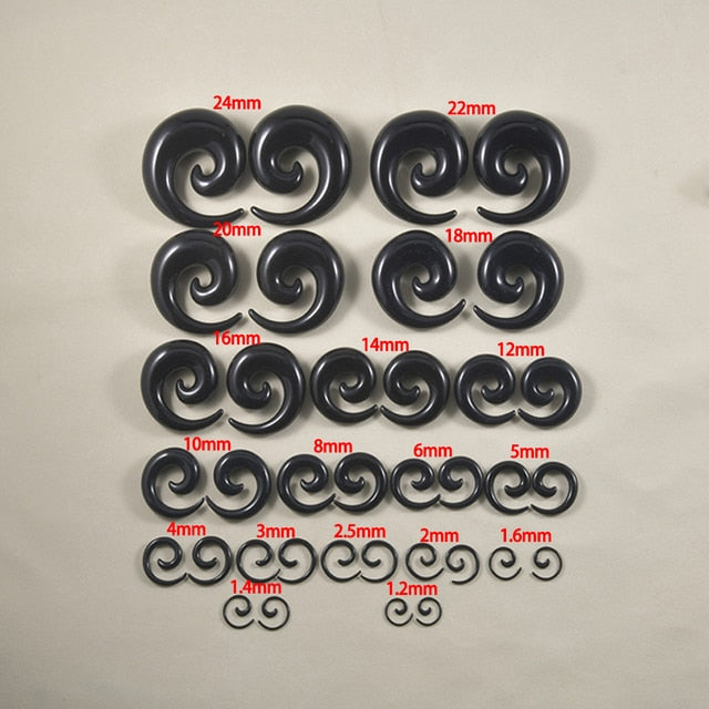 Acrylic Black Ear Spiral Expander Ear Plugs