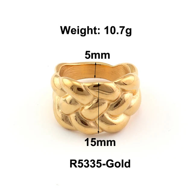 Stainless Steel Water Drop Ring Statement Metallic Texture Rings