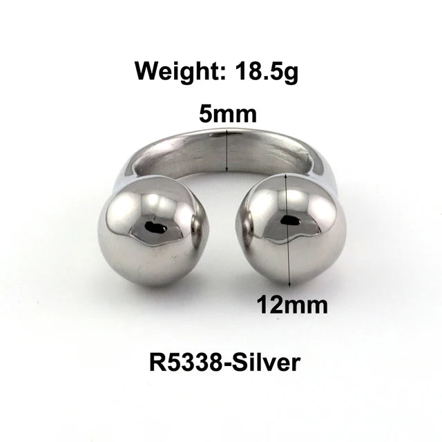 Stainless Steel Water Drop Ring Statement Metallic Texture Rings