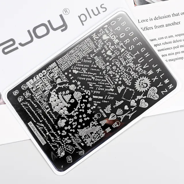 French Line Flower Nail PLUS Stamping Plates Stencil Leaf Tool