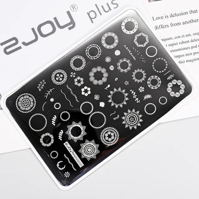 French Line Flower Nail PLUS Stamping Plates Stencil Leaf Tool