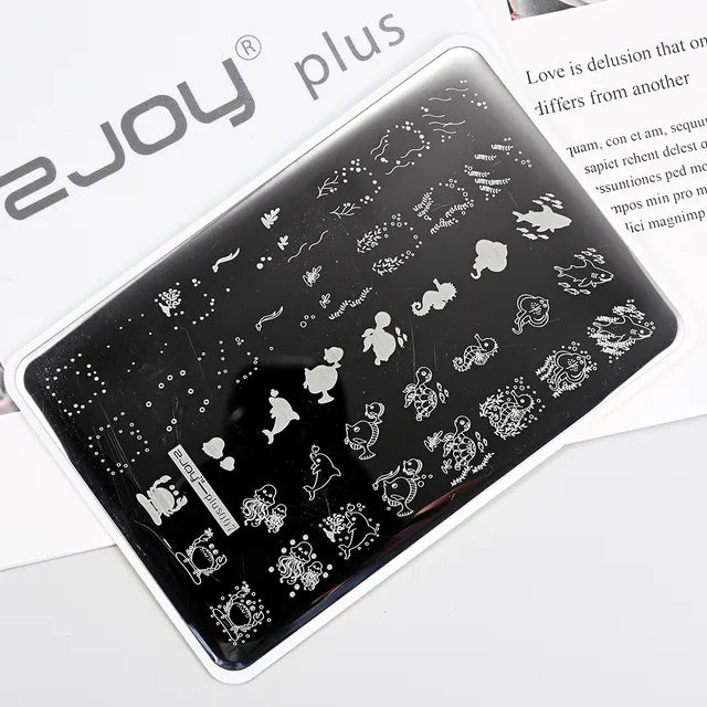 French Line Flower Nail PLUS Stamping Plates Stencil Leaf Tool