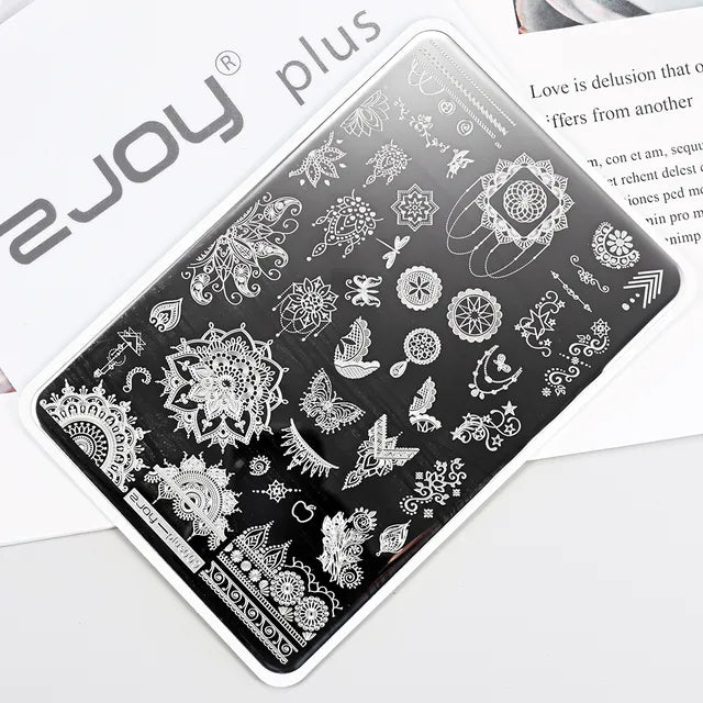 French Line Flower Nail PLUS Stamping Plates Stencil Leaf Tool