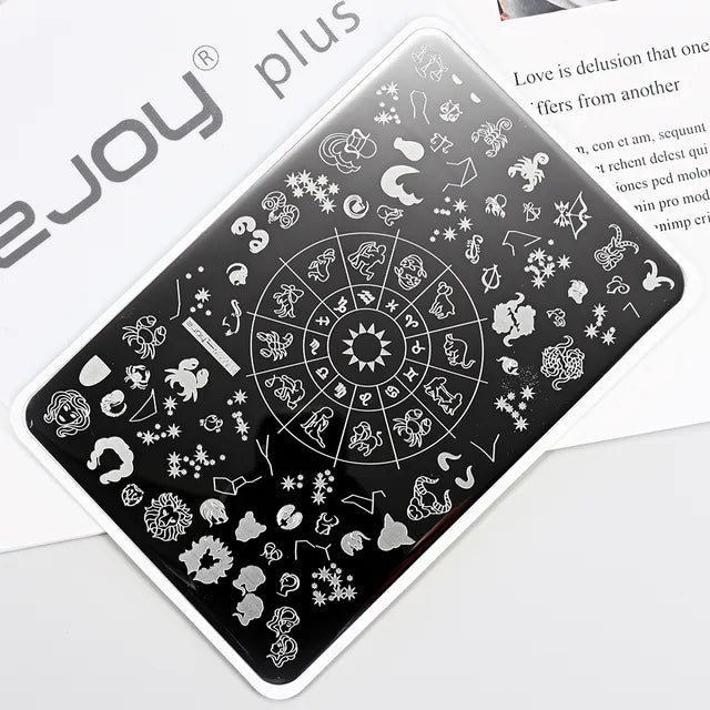 French Line Flower Nail PLUS Stamping Plates Stencil Leaf Tool