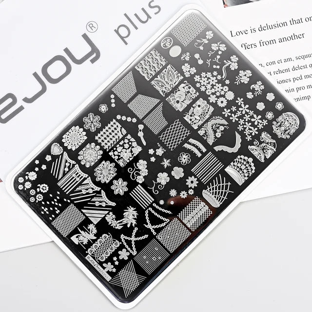 French Line Flower Nail PLUS Stamping Plates Stencil Leaf Tool