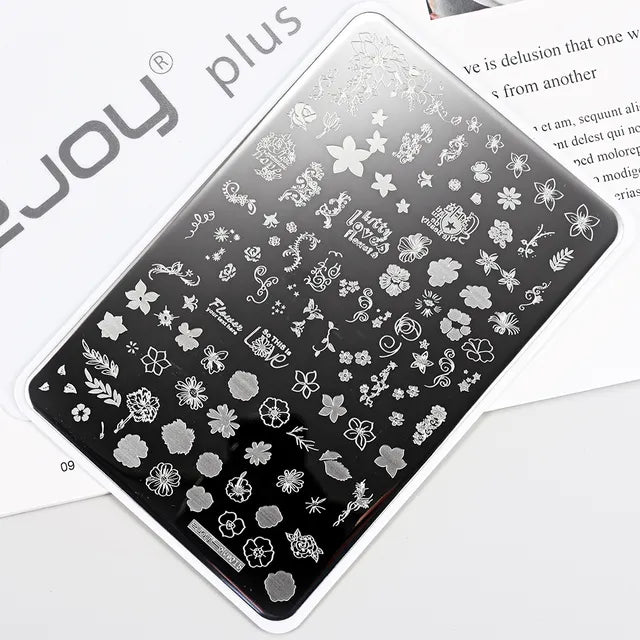 French Line Flower Nail PLUS Stamping Plates Stencil Leaf Tool