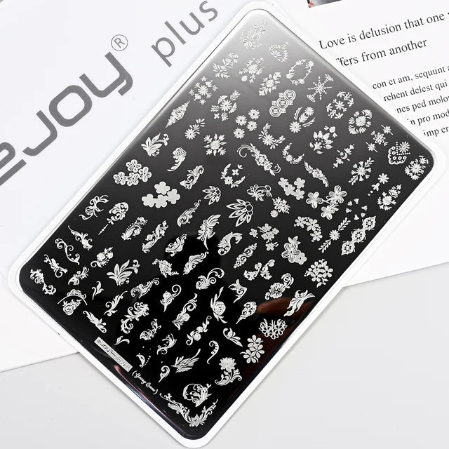 French Line Flower Nail PLUS Stamping Plates Stencil Leaf Tool