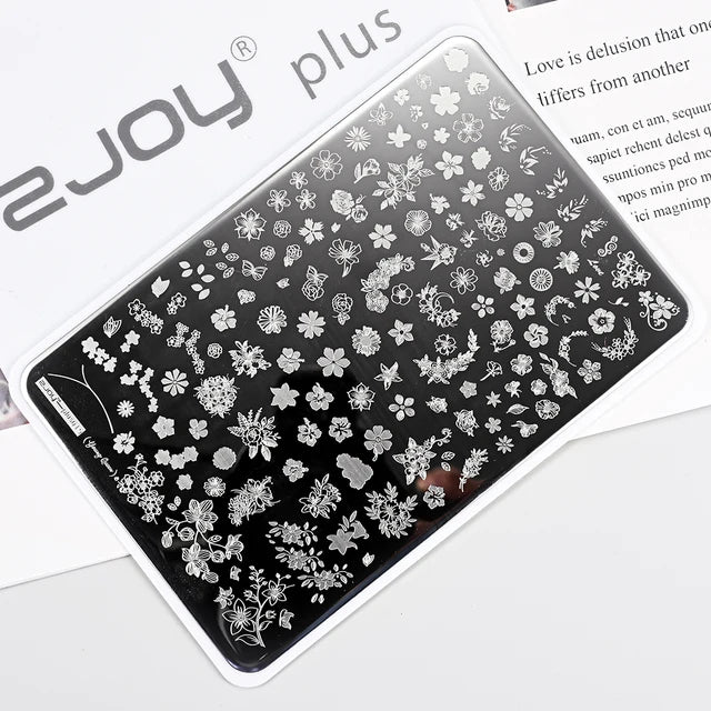 French Line Flower Nail PLUS Stamping Plates Stencil Leaf Tool