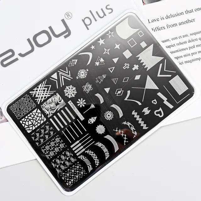 French Line Flower Nail PLUS Stamping Plates Stencil Leaf Tool