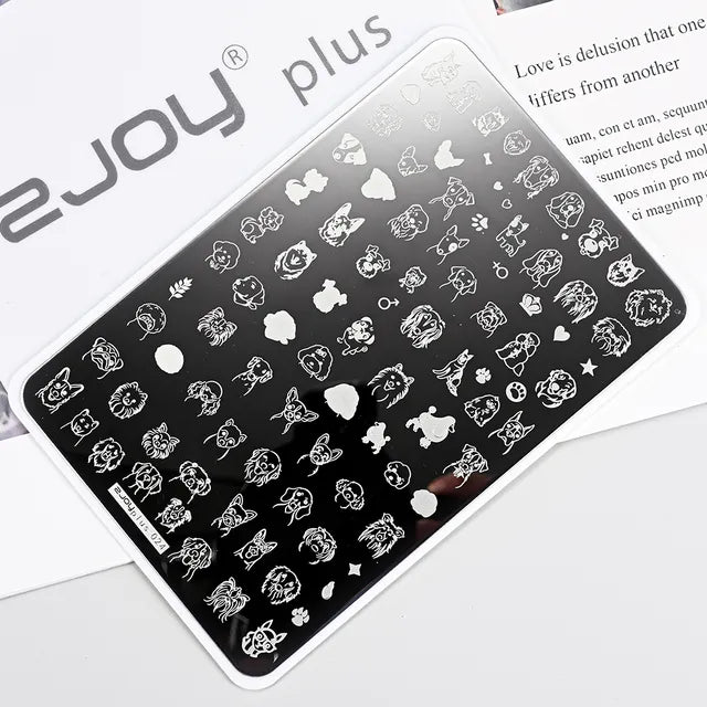 French Line Flower Nail PLUS Stamping Plates Stencil Leaf Tool