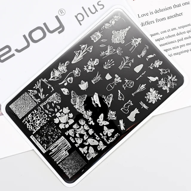 French Line Flower Nail PLUS Stamping Plates Stencil Leaf Tool