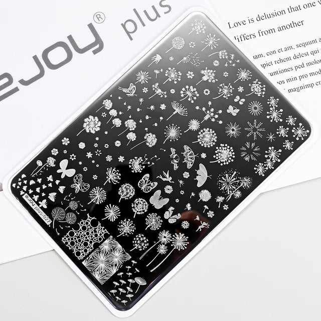 French Line Flower Nail PLUS Stamping Plates Stencil Leaf Tool