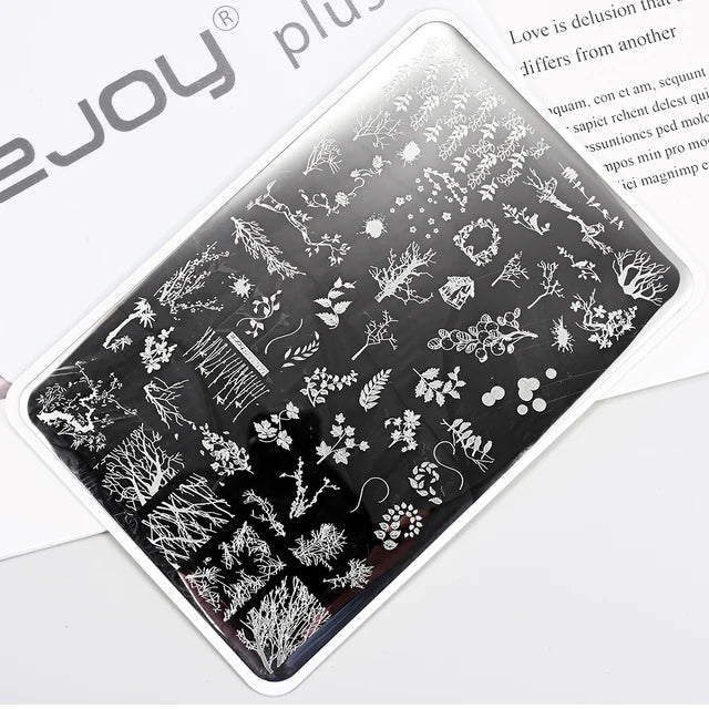 French Line Flower Nail PLUS Stamping Plates Stencil Leaf Tool