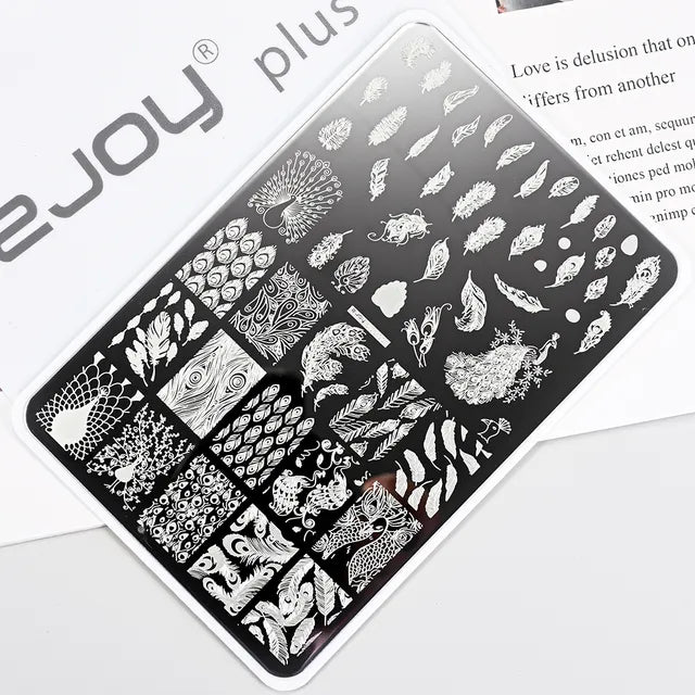 French Line Flower Nail PLUS Stamping Plates Stencil Leaf Tool