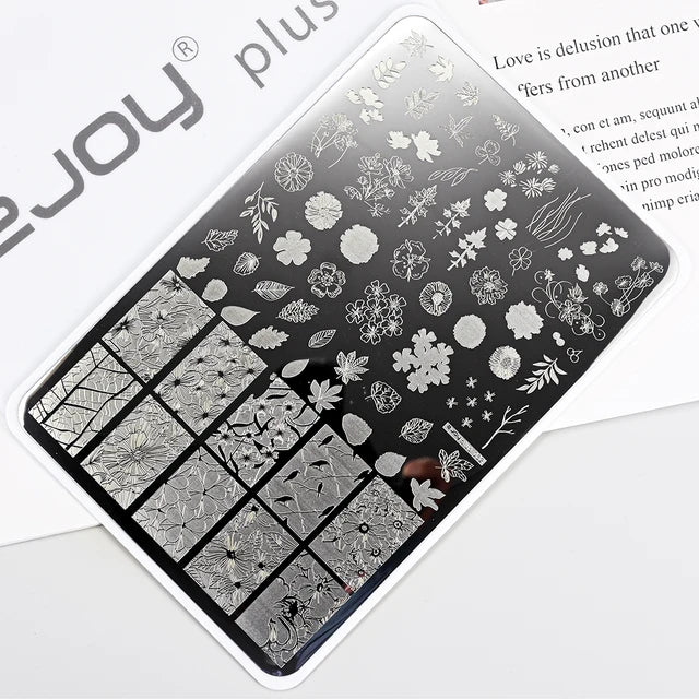 French Line Flower Nail PLUS Stamping Plates Stencil Leaf Tool