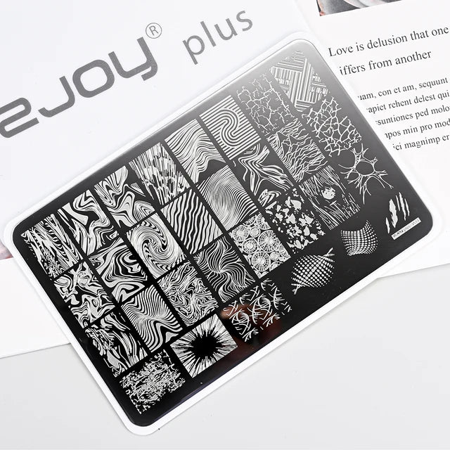 French Line Flower Nail PLUS Stamping Plates Stencil Leaf Tool