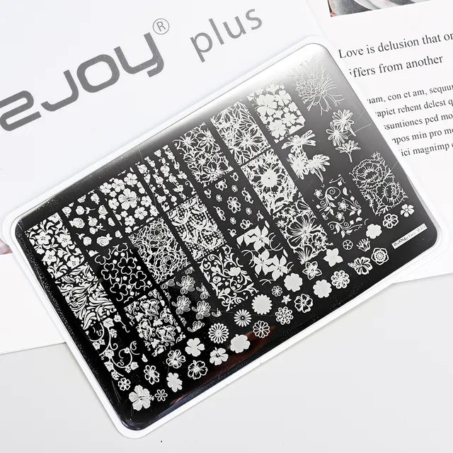 French Line Flower Nail PLUS Stamping Plates Stencil Leaf Tool