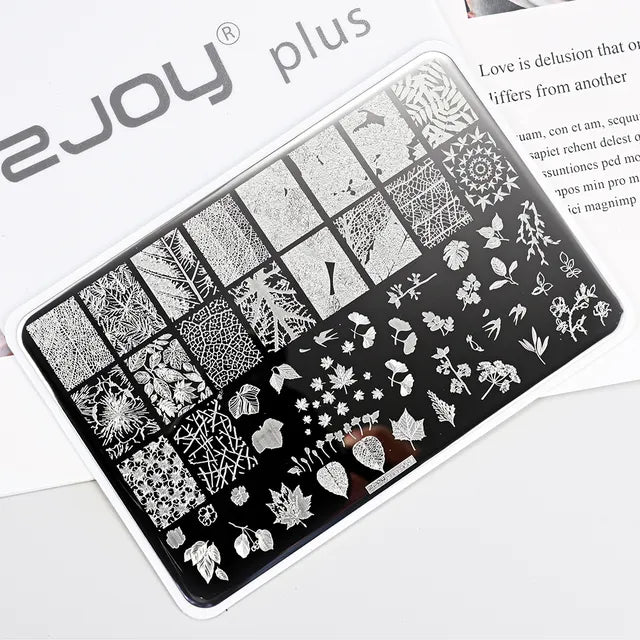 French Line Flower Nail PLUS Stamping Plates Stencil Leaf Tool