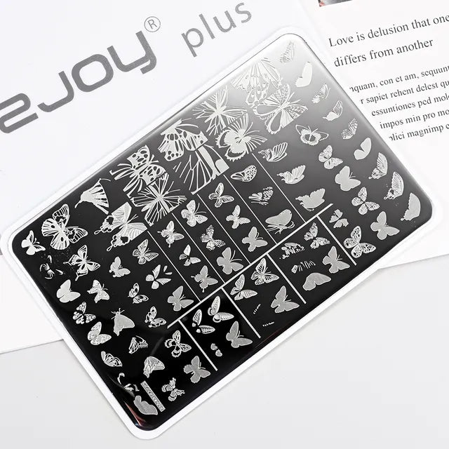 French Line Flower Nail PLUS Stamping Plates Stencil Leaf Tool