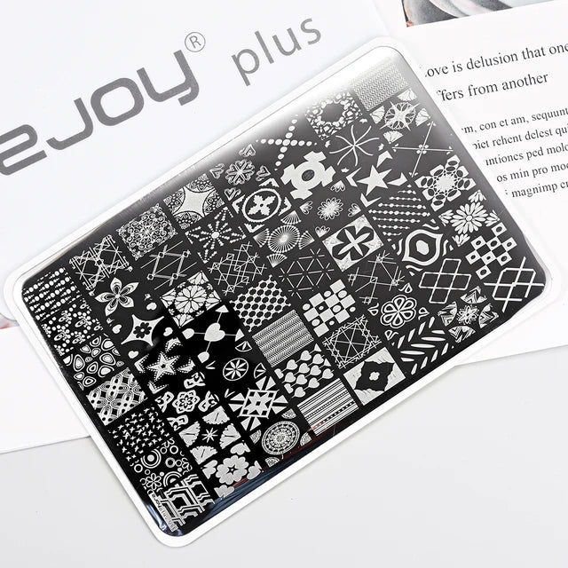 French Line Flower Nail PLUS Stamping Plates Stencil Leaf Tool