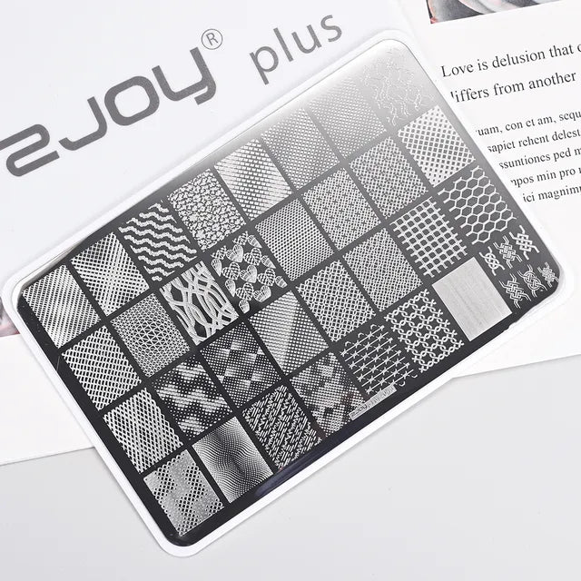 French Line Flower Nail PLUS Stamping Plates Stencil Leaf Tool