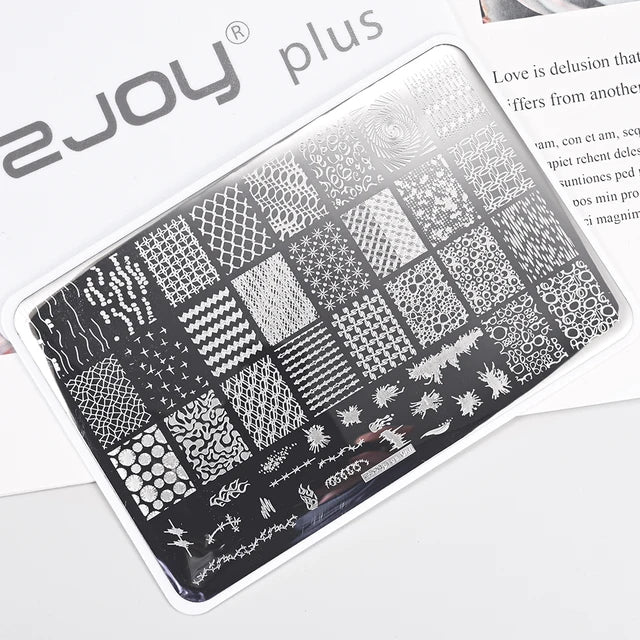 French Line Flower Nail PLUS Stamping Plates Stencil Leaf Tool