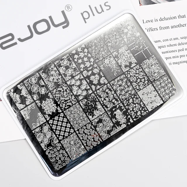 French Line Flower Nail PLUS Stamping Plates Stencil Leaf Tool