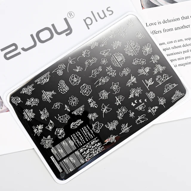 French Line Flower Nail PLUS Stamping Plates Stencil Leaf Tool