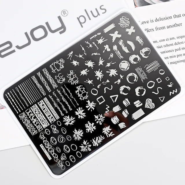 French Line Flower Nail PLUS Stamping Plates Stencil Leaf Tool