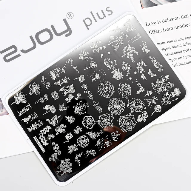 French Line Flower Nail PLUS Stamping Plates Stencil Leaf Tool
