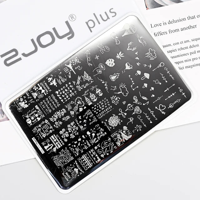 French Line Flower Nail PLUS Stamping Plates Stencil Leaf Tool