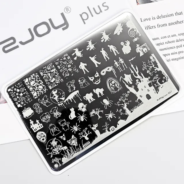 French Line Flower Nail PLUS Stamping Plates Stencil Leaf Tool