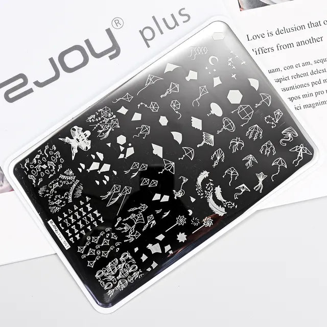 French Line Flower Nail PLUS Stamping Plates Stencil Leaf Tool