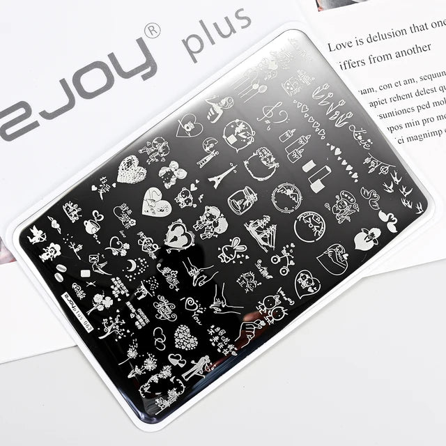 French Line Flower Nail PLUS Stamping Plates Stencil Leaf Tool