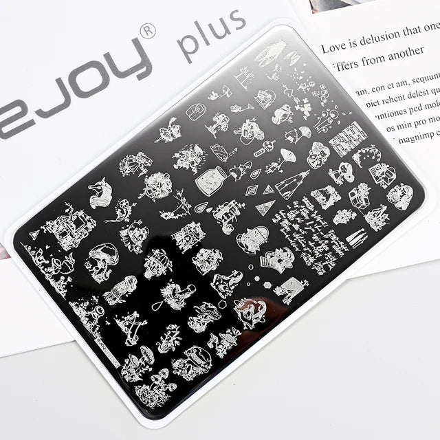 French Line Flower Nail PLUS Stamping Plates Stencil Leaf Tool