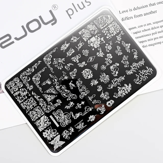 French Line Flower Nail PLUS Stamping Plates Stencil Leaf Tool