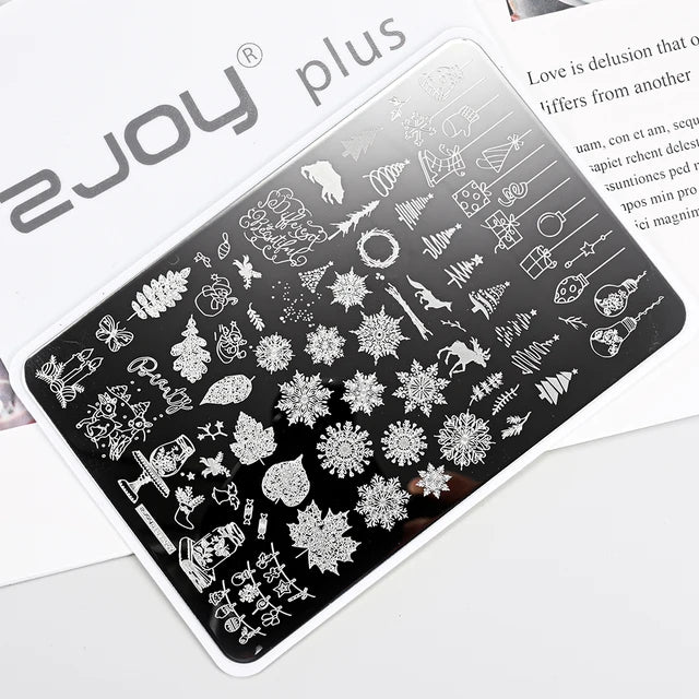 French Line Flower Nail PLUS Stamping Plates Stencil Leaf Tool