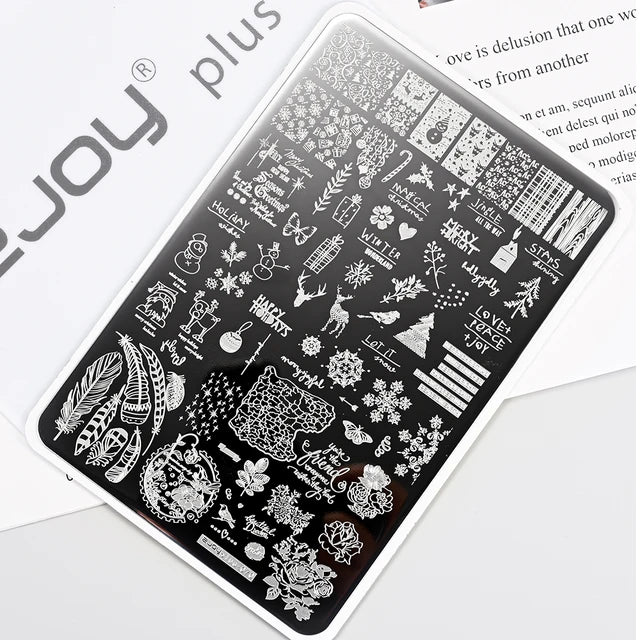 French Line Flower Nail PLUS Stamping Plates Stencil Leaf Tool