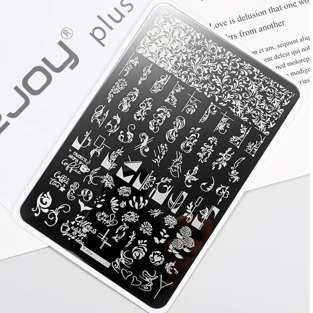 French Line Flower Nail PLUS Stamping Plates Stencil Leaf Tool