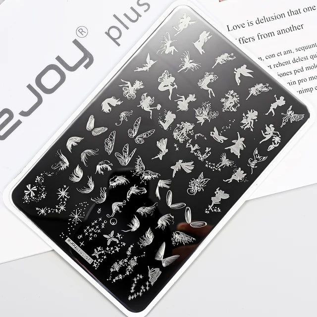 French Line Flower Nail PLUS Stamping Plates Stencil Leaf Tool