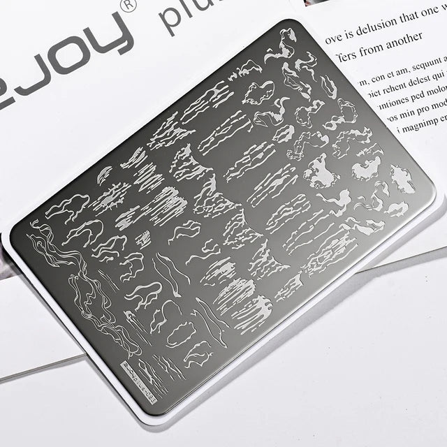 French Line Flower Nail PLUS Stamping Plates Stencil Leaf Tool