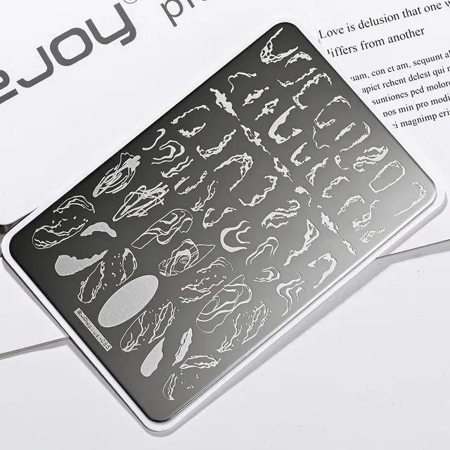 French Line Flower Nail PLUS Stamping Plates Stencil Leaf Tool