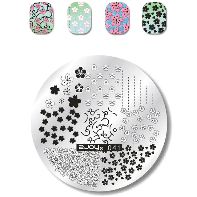 French Line Flower Nail PLUS Stamping Plates Stencil Leaf Tool