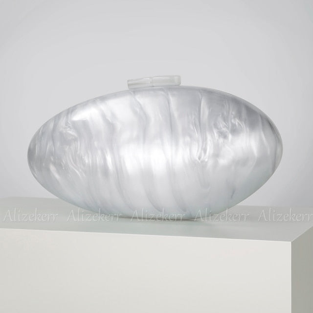 Women Oval Acrylic Evening Clutch