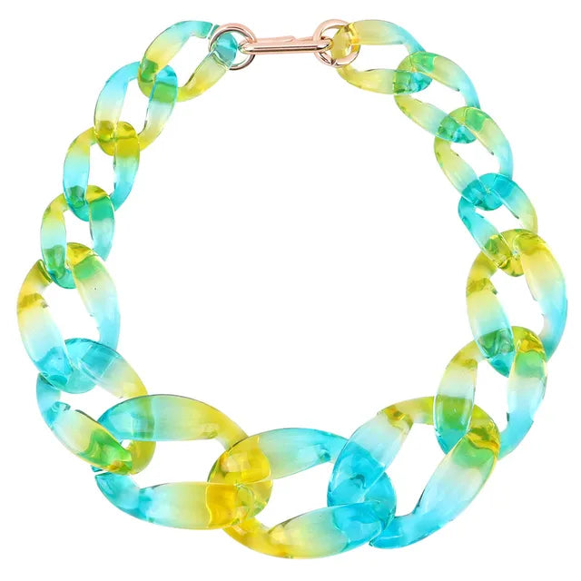 FishSheep Iridscent Color Acrylic Chunky Chain Choker
