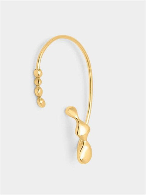 Kshmir 2020 New Punk Gold Metal Drop Wax Irregular Lava Metal Buckle Earrings